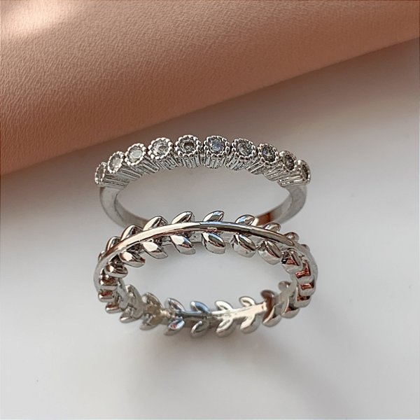 ANEL KIT RAMINHOS E BOLINHAS ZIRCÔNIAS BIJU