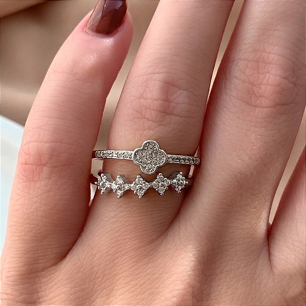 ANEL KIT TREVINHOS ZIRCÔNIAS PRATEADO BIJU