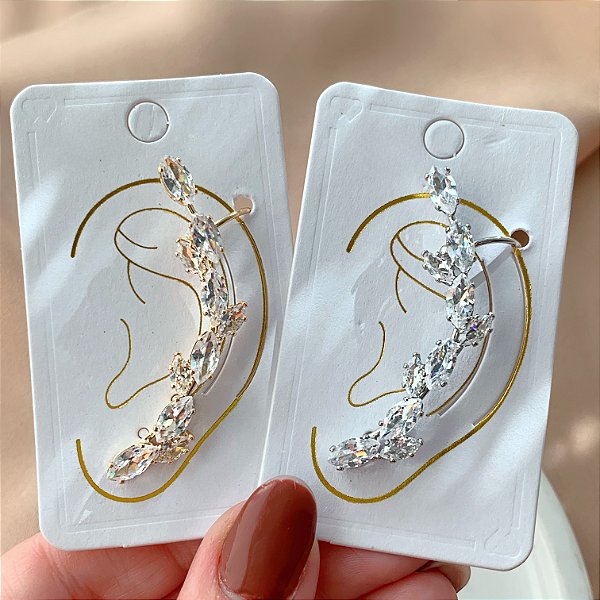 BRINCO UNITÁRIO EAR CUFF RAMINHOS EM ZIRCÔNIAS BIJU