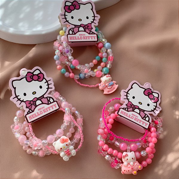 KIT DE PULSEIRAS DE MIÇANGAS GATINHA HELLO BIJU