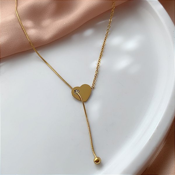 COLAR CORRENTE FINA DIFERENTES CORAÇÃO DOURADO AÇO 316L⭐️