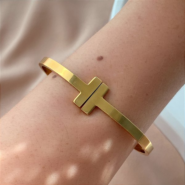 PULSEIRA/BRACELETE ESTILO T ARTICULADO DOURADO AÇO 316L⭐️