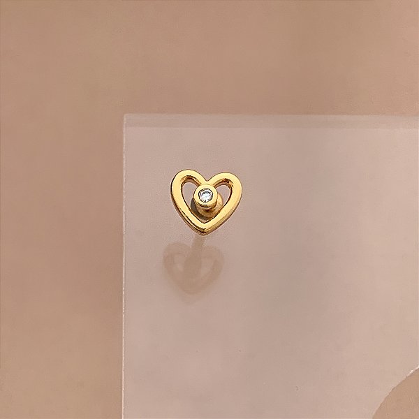 PIERCING TRÁGUS / CARTILAGEM CORAÇÃO BORDA LISA DETALHE ZIRCÔNIA 6MM HASTE AÇO 316L FOLHEADO A OURO 18K SEMIJOIA PARA ATUALIZAÇÃO⭐️