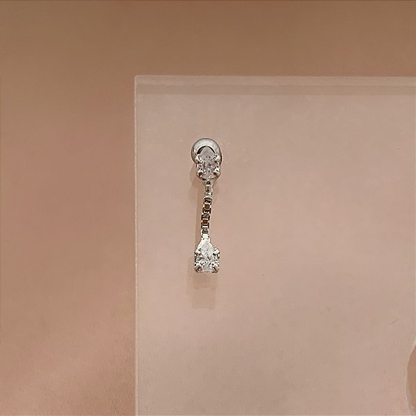 PIERCING TRÁGUS / CARTILAGEM PINGENTE DELICADO ZIRCÔNIAS 6MM HASTE AÇO 316L FOLHEADO A RÓDIO SEMIJOIA PARA ATUALIZAÇÃO⭐️