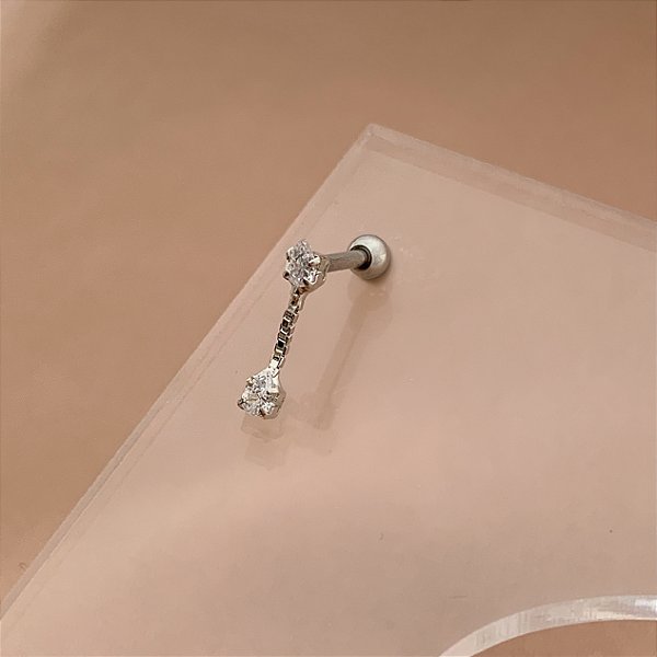 PIERCING TRÁGUS / CARTILAGEM PINGENTE DELICADO ZIRCÔNIAS 6MM HASTE AÇO 316L FOLHEADO A RÓDIO SEMIJOIA PARA ATUALIZAÇÃO⭐️