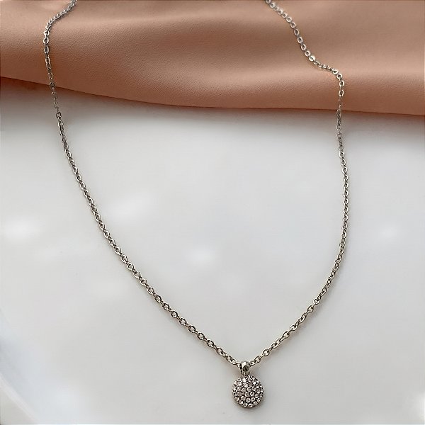 COLAR PINGENTE MINI CÍRCULO ZIRCÔNIAS AÇO 316L⭐️