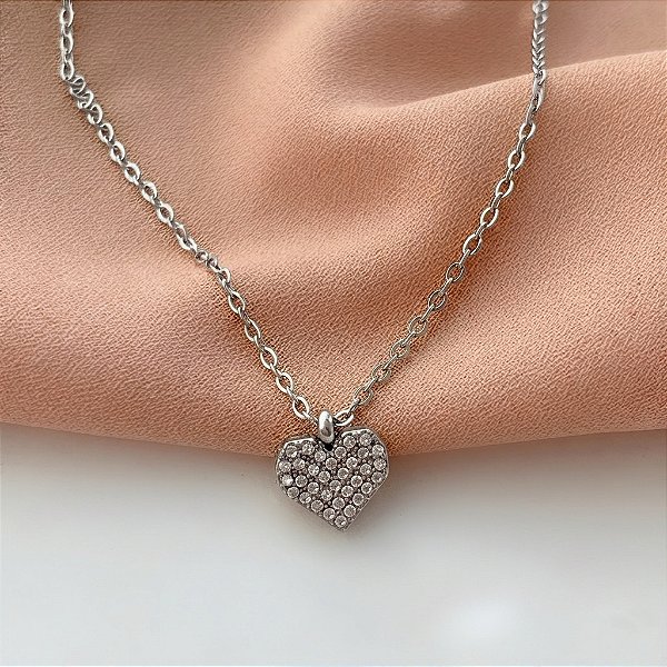 COLAR CORAÇÃO DELICADO ZIRCÔNIAS AÇO 316L⭐️