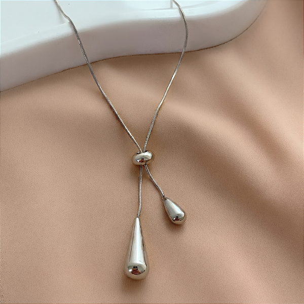 COLAR GRAVATINHA PONTEIRA GOTA AÇO 316L⭐️
