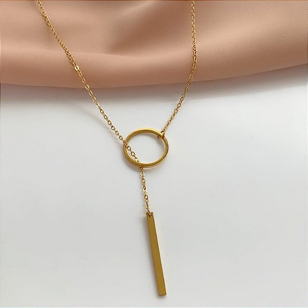 COLAR GRAVATINHA ARGOLA E PALITO DOURADO AÇO 316L⭐️