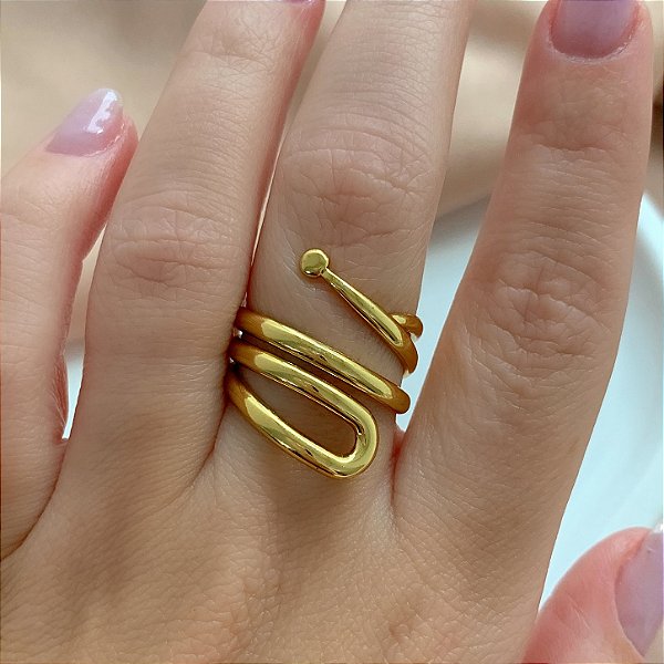 ANEL REGULÁVEL FIOS GLAM DOURADO AÇO 316L⭐️
