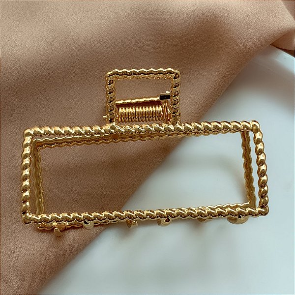 PRESILHA RETANGULAR FIO TORCIDO M DOURADO BIJU