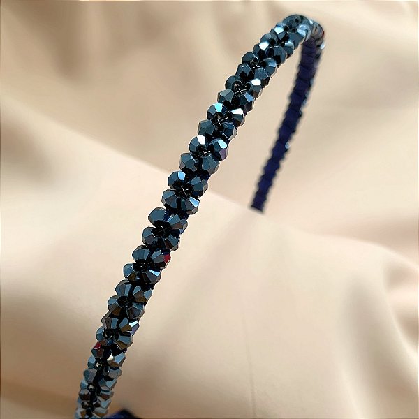 TIARA FINA MINI CRISTAIS CORES ESCURAS BIJU
