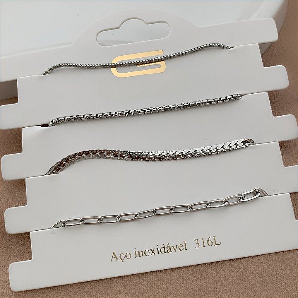 PULSEIRA KIT CORRENTES DIVERSAS PAULA AÇO 316L⭐️