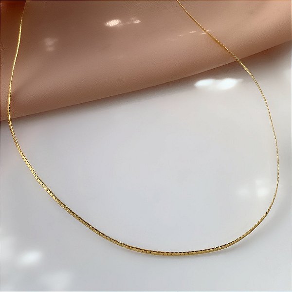 COLAR MALHA LAMINADA FINA DOURADO AÇO 316L⭐️