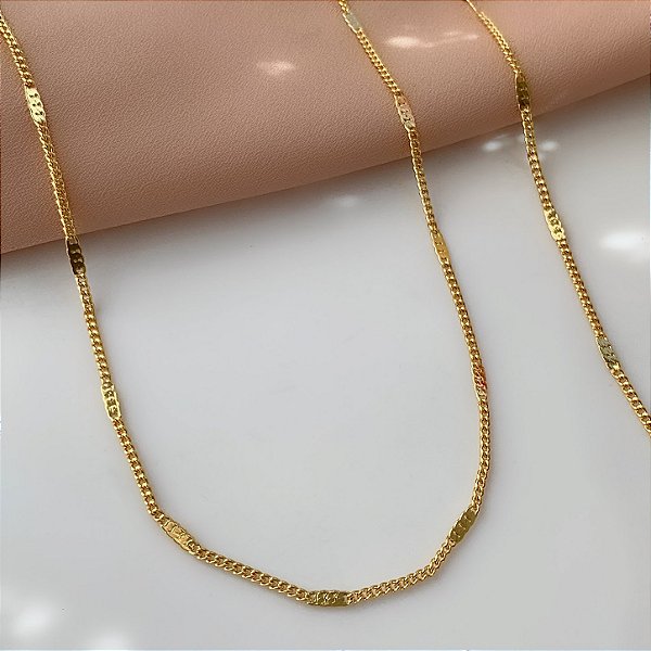 COLAR GRUMET PLAQUINHAS RETANGULARES DOURADO AÇO 316L⭐️