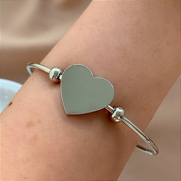 PULSEIRA/BRACELETE CORAÇÃO LISO AÇO 316L⭐️