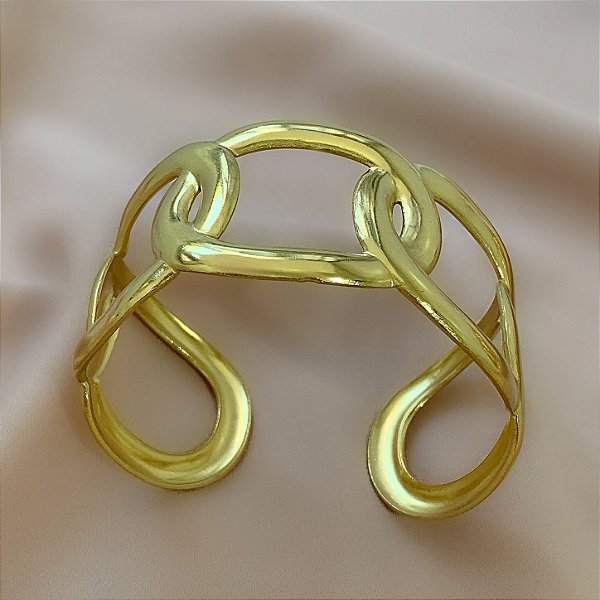 BRACELETE GROSSO ELOS DOURADO AÇO 316L⭐️