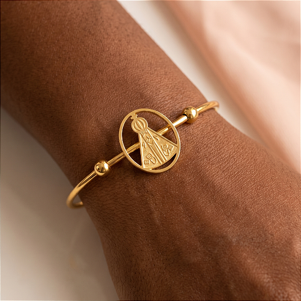 PULSEIRA/BRACELETE FIO NOSSA SENHORA DOURADO AÇO 316L⭐️