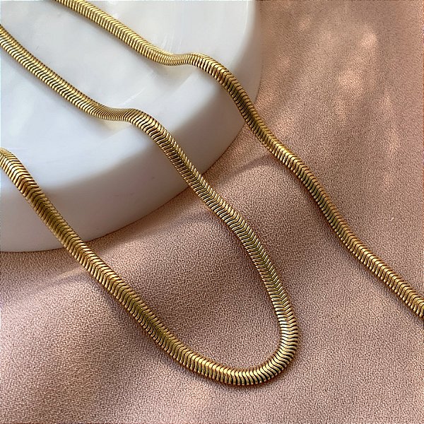 COLAR CORRENTE COBRA 3MM DOURADO AÇO 316L⭐️