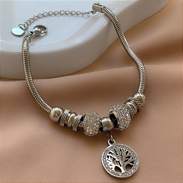PULSEIRA BERLOQUES ÁRVORE DA VIDA ZIRCÔNIAS AÇO 316L⭐️