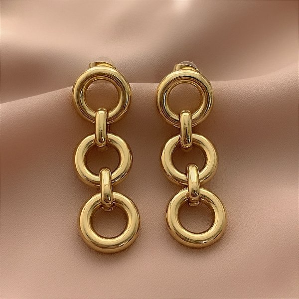 BRINCO ARGOLAS PENDURADAS DOURADO AÇO 316L⭐️