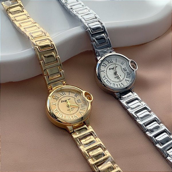 RELÓGIO FEMININO VINTAGE REDONDO BIJU PREMIUM