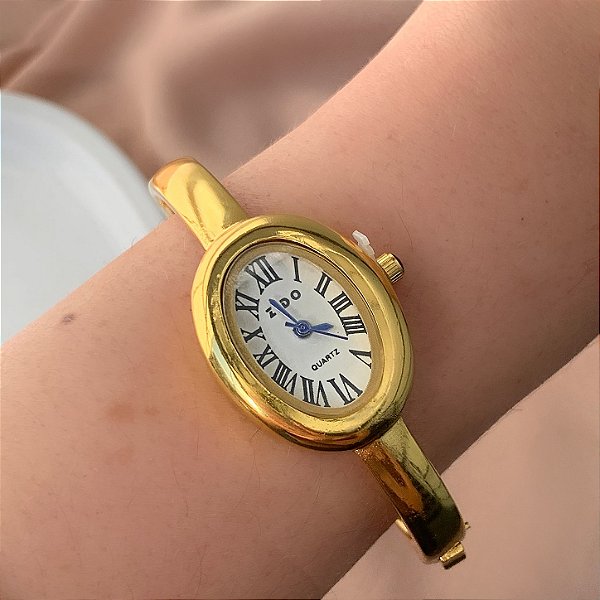 BRACELETE RELÓGIO VINTAGE OVAL DOURADO AÇO 316L⭐️