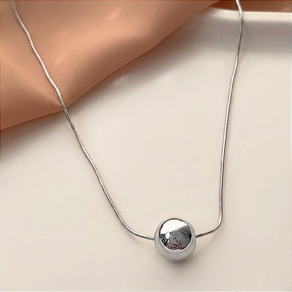 COLAR PINGENTE ESFERA CLÁSSICA LISA AÇO 316L⭐️