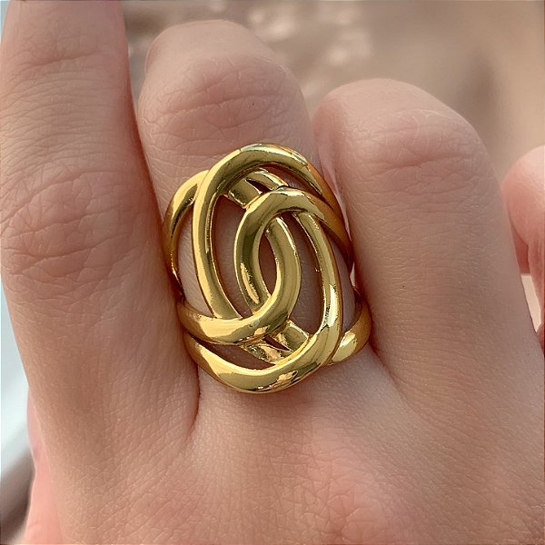 ANEL REGULÁVEL ELO DUPLO DOURADO AÇO 316L⭐️