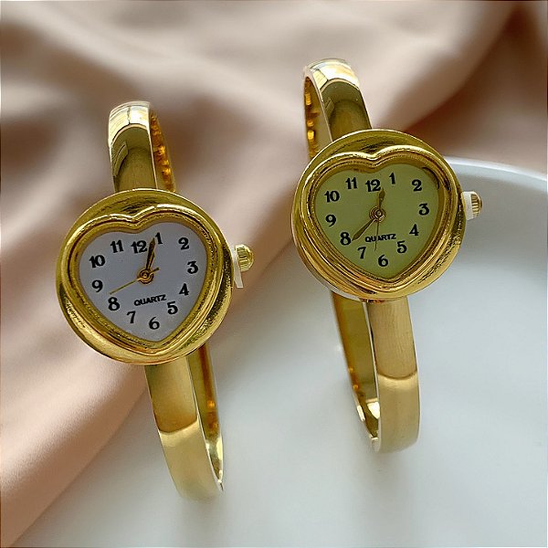 BRACELETE RELÓGIO CORAÇÃO VINTAGE DOURADO AÇO 316L⭐️