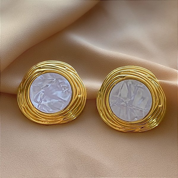 BRINCO NINHO MADREPÉROLA DOURADO AÇO 316L⭐️