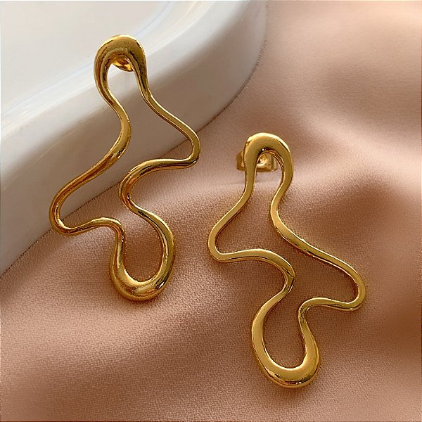 BRINCO ABSTRATO DELICADO DOURADO AÇO 316L⭐️
