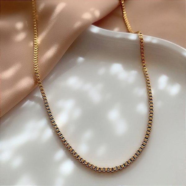 COLAR CORRENTE VENEZIANA FINO DOURADO AÇO 316L⭐️