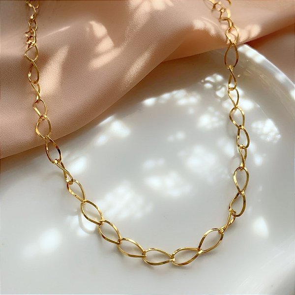 COLAR CORRENTE ELOS OVAIS FINOS DOURADO AÇO 316L⭐️