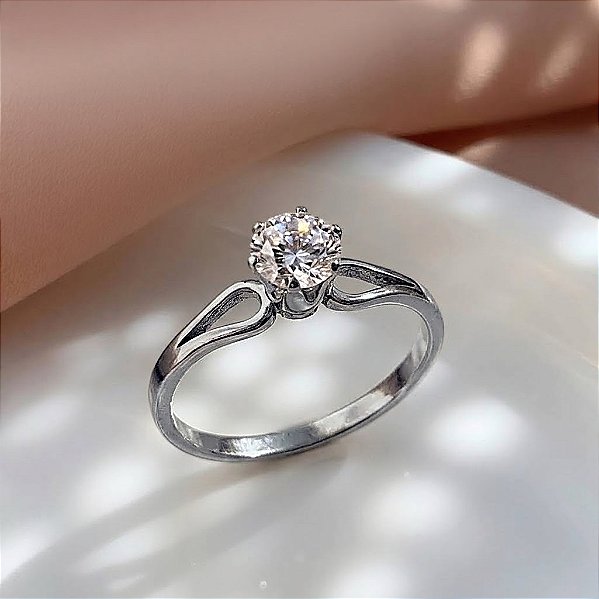 ANEL FIO GOTA SOLITÁRIO PEDRA ZIRCÔNIA AÇO 316L⭐️