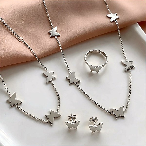 CONJUNTO 4 ACESSÓRIOS BORBOLETAS AÇO 316L⭐️