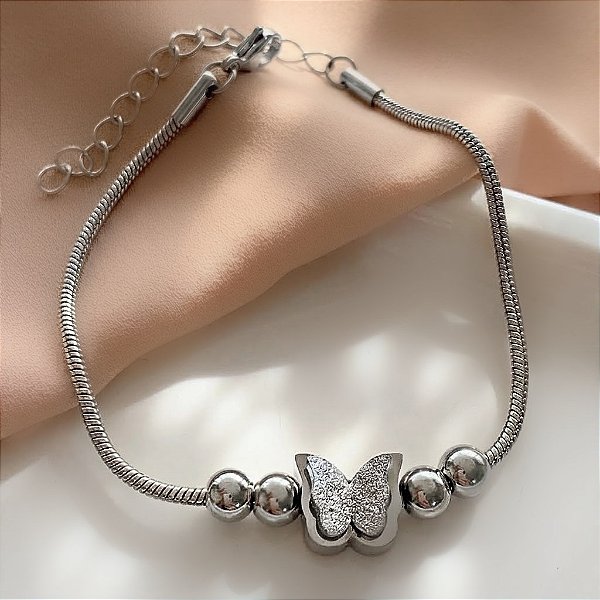 PULSEIRA CORRENTE RABO DE RATO BORBOLETA E BOLINHA AÇO 316L⭐️