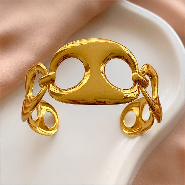 PULSEIRA/BRACELETE ELOS BOLD DOURADO AÇO 316L⭐️