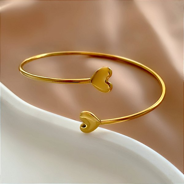 BRACELETE REGULÁVEL FIO CORAÇÃO DOURADO AÇO 316L PREMIUM⭐️