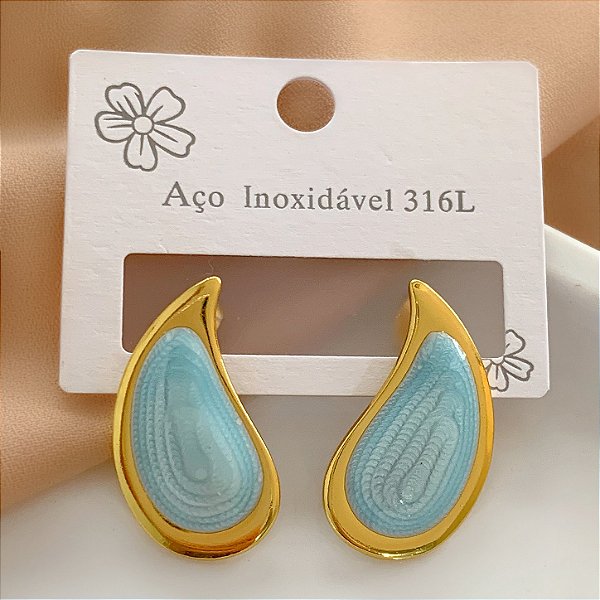 BRINCO GOTA ESMALTADA DOURADO AÇO 316L⭐️(GRUPO 1)