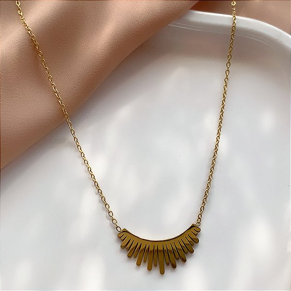 COLAR RAIOS SOLARES DOURADO AÇO 316L⭐️