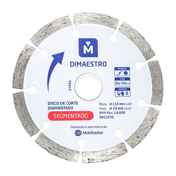 Disco de Corte Diamantado Segmentado 110mm - Dimaestro