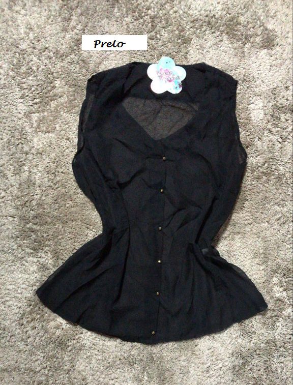 Blusa feminina de chiffon com botões - Ref 52.42