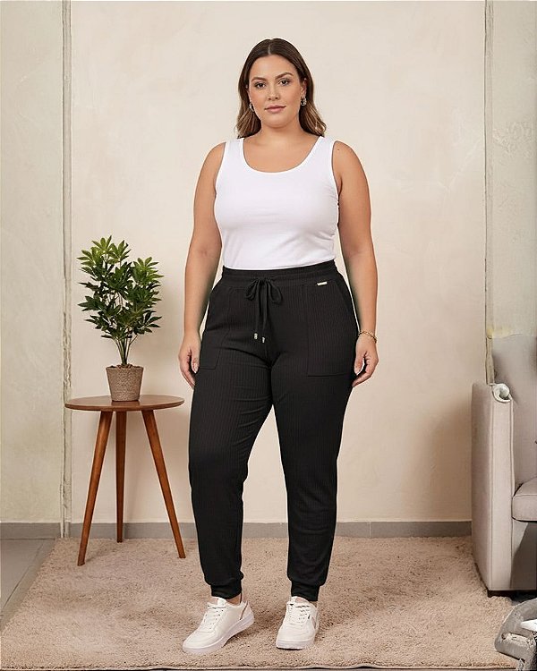 Calça de Malha Canelada Confort Com Punho - Ref 73.135