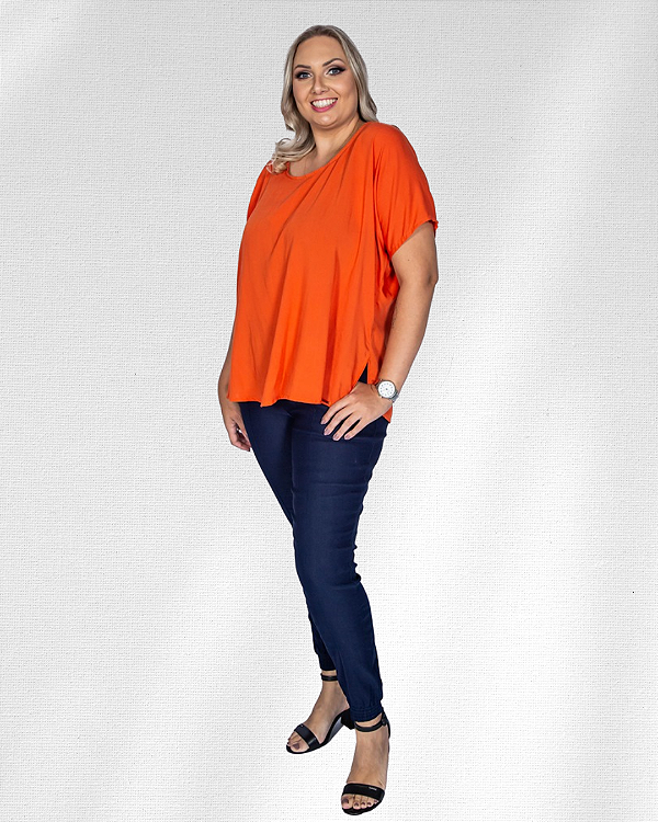 Blusa de viscolinho com manga japonesa e gota nas costas - Ref 72.70