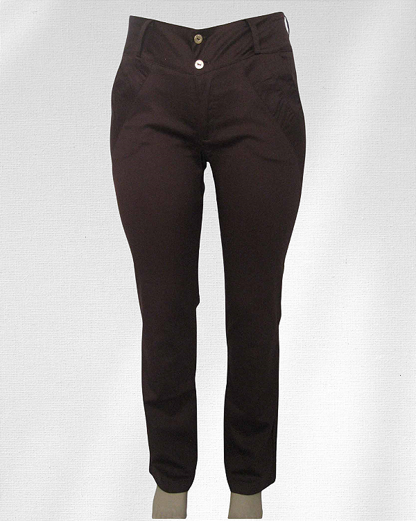 Calça feminina de sarja com recorte - Ref  53.06