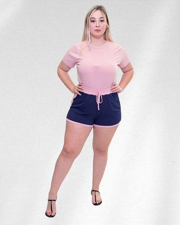 Shorts de malha canelada confort - Ref 66.408