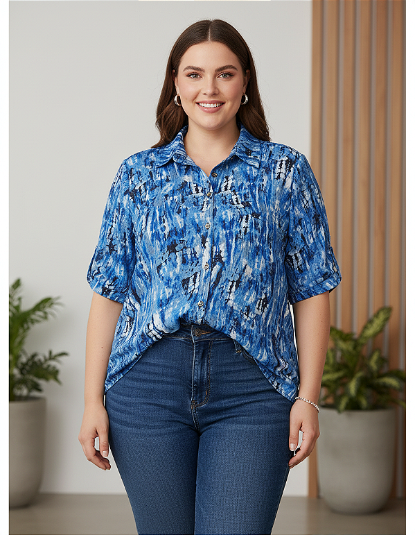 Camisa de Chiffon Estampada - Ref 52.11