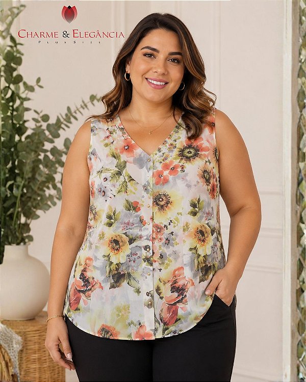 Blusa Estampada de Chiffon - Ref 52.42