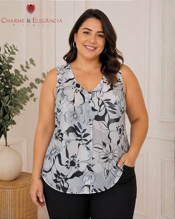 Blusa Estampada de Chiffon - Ref 52.42